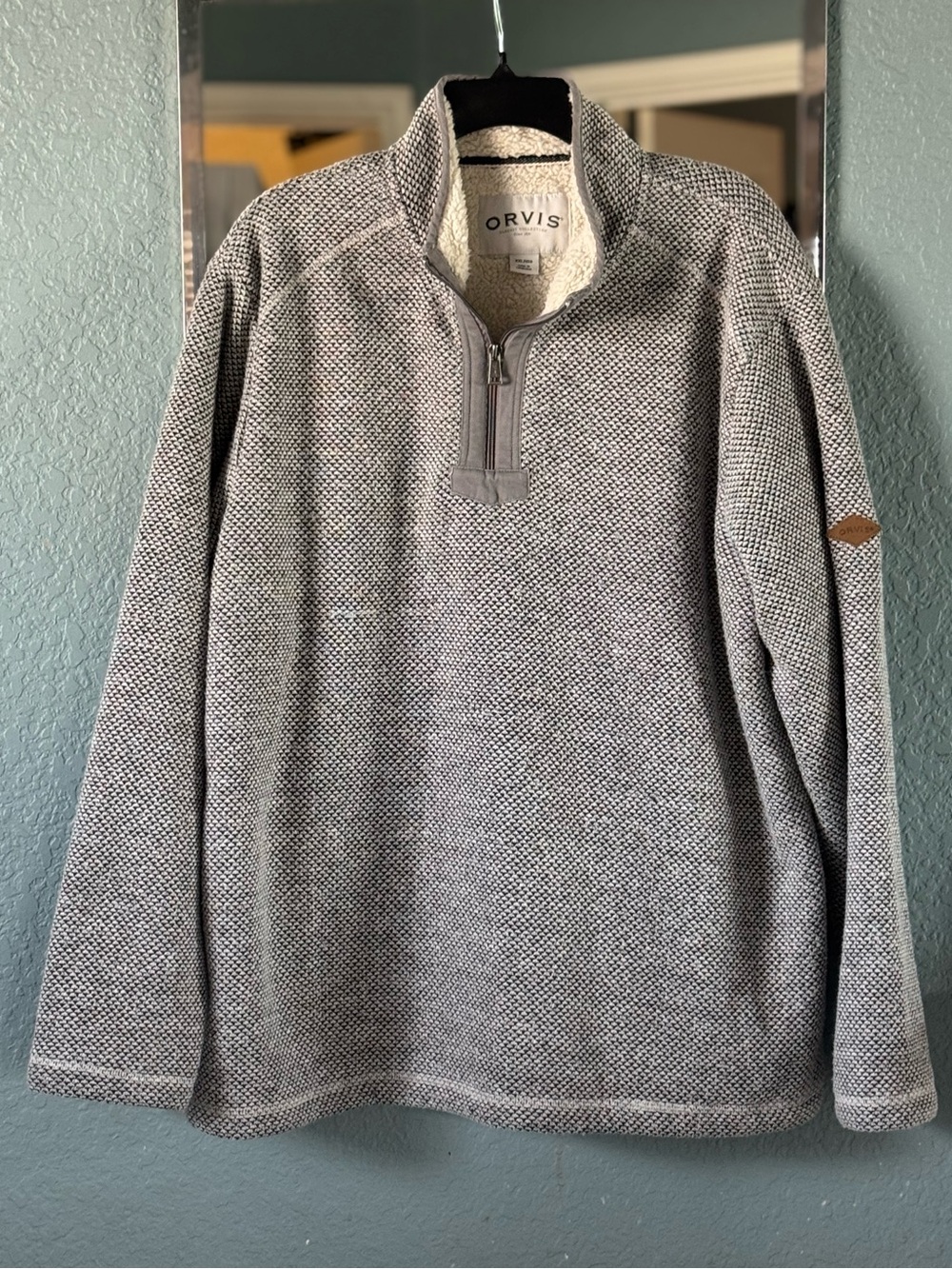 Orvis Men's Heathered Light Gray Quarter-Zip Knit Pullover